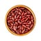 Red kidney beans, dried common kidney beans, in a wooden bowl