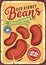 Red kidney beans retro tin sign template