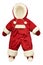 Red kids winter jumpsuit isolated on white