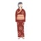 Red kimono icon cartoon vector. Asian person
