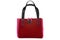 Red knitted handbag.