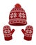 Red knitted winter hat and gloves