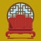 red lacquered wood throne and circle window