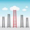 Red ladders up to the cloud success business concept