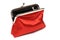 A red lady coin pouch with snap button opening