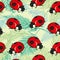 Red Ladybugs and lines cartoon seamless pattern isolated on a white background