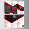 Red lael business trifold Leaflet Brochure Flyer report template vector minimal flat design set, abstract three fold presentation