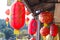 Red lantern in Chinese Yunnan village at Mae Hong Son