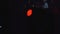 Red lantern in disco club shines on mirror balls.