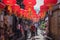 Red lanterns in ancient Chinese towns