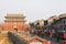 Red lanterns and ancient towers, in the ancient Luanzhou city