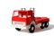 Red large cargo toy car stands on a white background