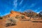 Red laterite rock formation in the desert near Mount Magnet, Western Australia.