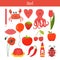 Red. Learn the color. Education set. Illustration of primary col