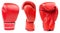 Red leather boxing glove isolated