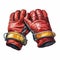 Red Leather Gloves With Gold Metal Accents - Realistic Watercolor Manga Style