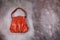 Red leather handbag, retro styled