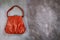 Red leather handbag, retro styled