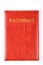 Red leather passport cover.