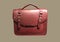 Red Leather Satchel Bag isolated on brown background. Cambridge Style Satchel Bag. Fashion handbag. Composition of clothes. Flat l