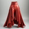 Red Leather Skirt: Futuristic Victorian Style With Eastern And Western Fusion