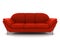 Red leather sofa isolated on white background