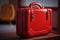 red leather suitcase in hand luggage for suitcases for traveling