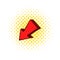 Red left down arrow icon, comics style