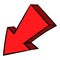 Red left down arrow icon, icon cartoon