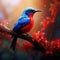 Red-legged Honeycreeper Cyanerpes cyaneus exotic tropic blue bird with red leg from Costa Rica. Tinny songbird in the nature