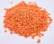 Red lentil in white background rich in protein