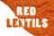 Red lentils inscription on white