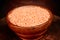 The red lentils  pulse in the wooden bowl with in wooden background