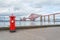 Red letterbox and Firth of Forth rail bridge