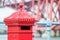 Red letterbox and Firth of Forth rail bridge