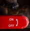 the red lever on off switch dark background