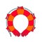 Red life buoy. Vector. Rescue on the water. The human hand in the form of a rescue. Metaphor for protection, peace and prosperity.