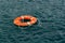 Red life buoy in the water