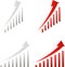 Red and light grey growth charts, two angles, gradient