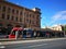 Red Light rail train stopping at Adelaide railway station.