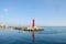 Red lighthouse at Cheongsapo port, Busan, South Korea