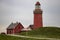 Red lighthouse coastline