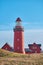 Red lighthouse at the danish coast called Bovbjerg Fyr