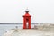 Red lighthouse of Piran, city on the coast of Slovenia