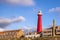 The Red Lighthouse of Scheveningen Promenade Beach The Hague Netherlands
