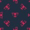 Red line Bongo drum icon isolated seamless pattern on black background. Musical instrument symbol. Vector