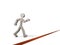 A red line that continues to the ground. A pictogram of a person trying to cross a line in front of it.