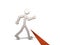 A red line that continues to the ground. A pictogram of a person trying to cross a line in front of it.