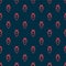 Red line Cowboy bandana icon isolated seamless pattern on black background. Vector