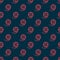 Red line Film reel icon isolated seamless pattern on black background. Vector